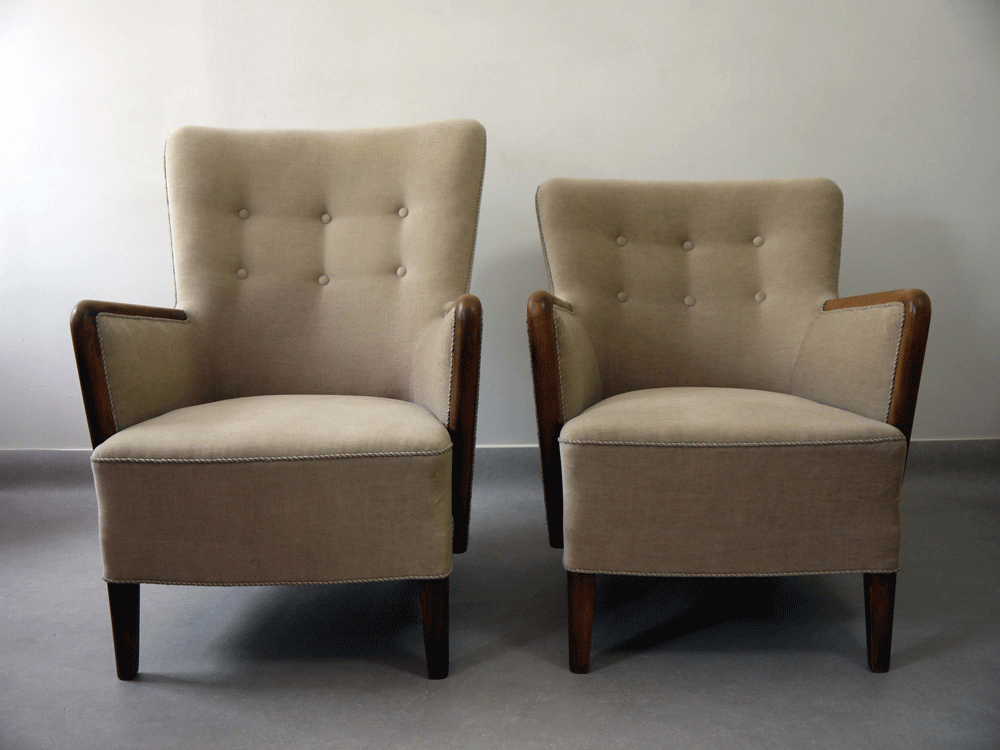 Danish – Pair of Upholstered Armchairs