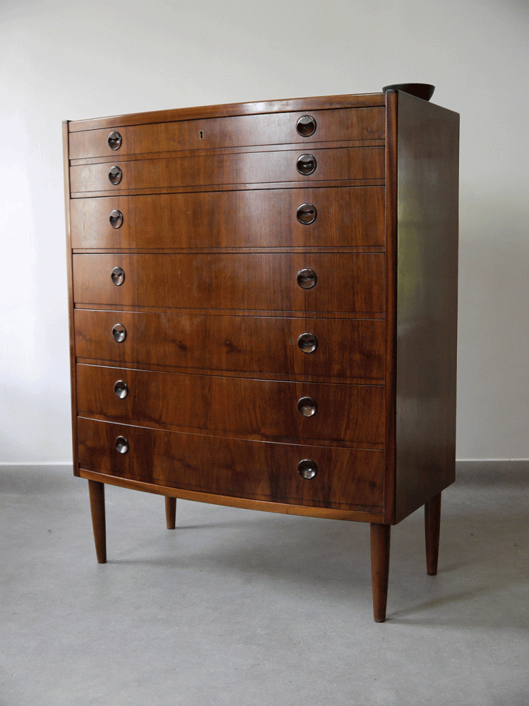 Danish – Walnut Bow Fronted Chest