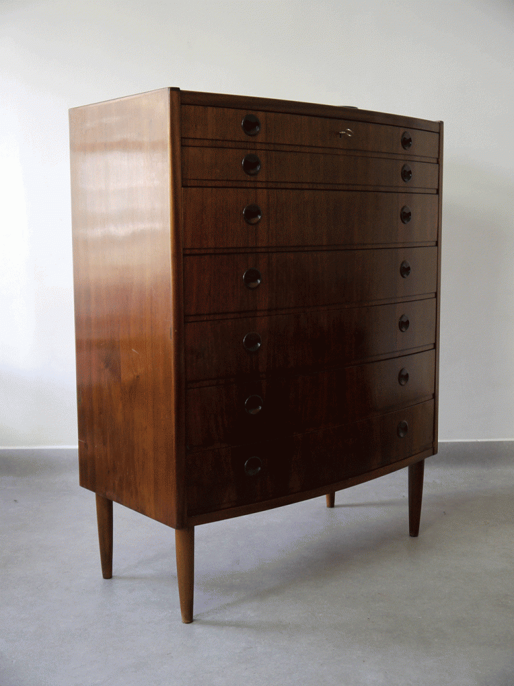 Danish – Walnut Bow Fronted Chest