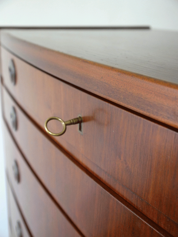Danish – Walnut Bow Fronted Chest