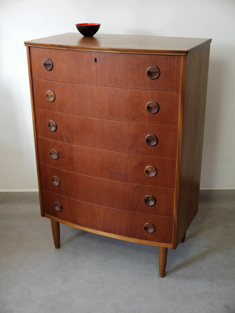 Danish – Bow Fronted Tall Drawer Unit