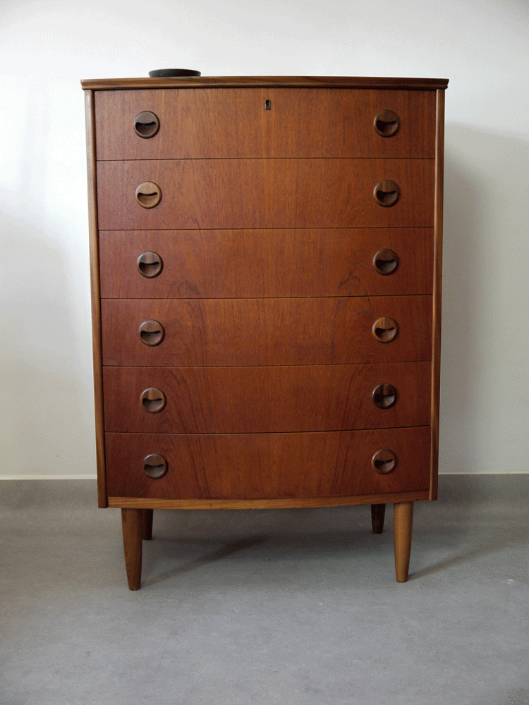 Danish – Bow Fronted Tall Drawer Unit