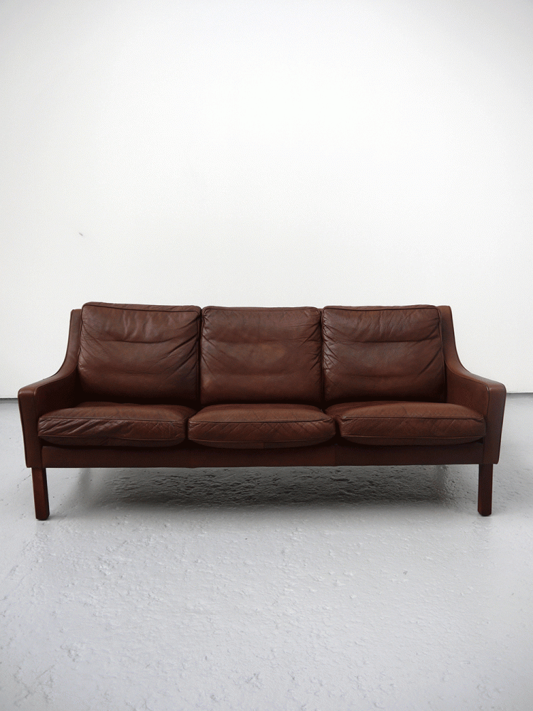 Danish – Leather Three Seat Sofa