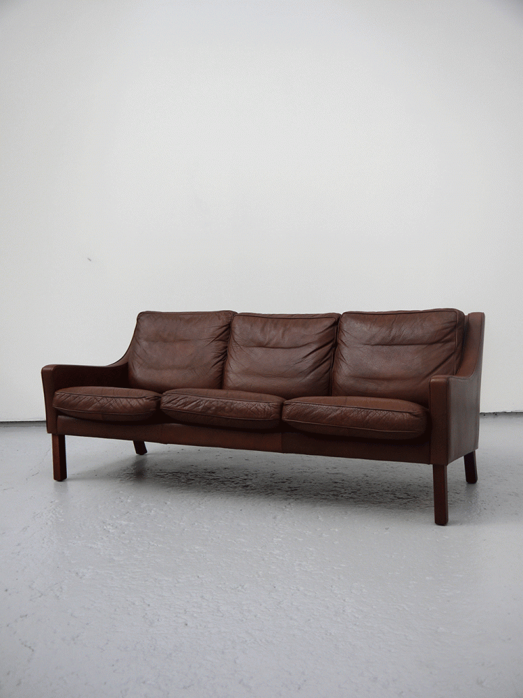 Danish – Leather Three Seat Sofa