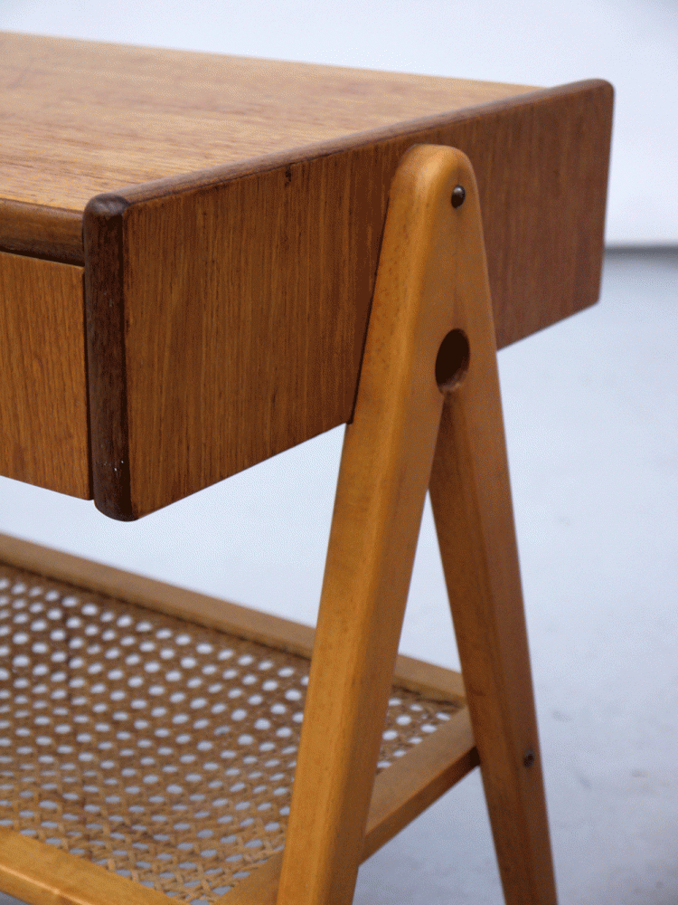 AB Carlstrom Denmark – Pair of Rattan Bedside Tables