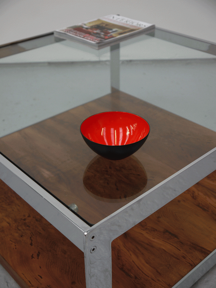 Merrow Associates – Large Rosewood Chrome Glass Coffee Table