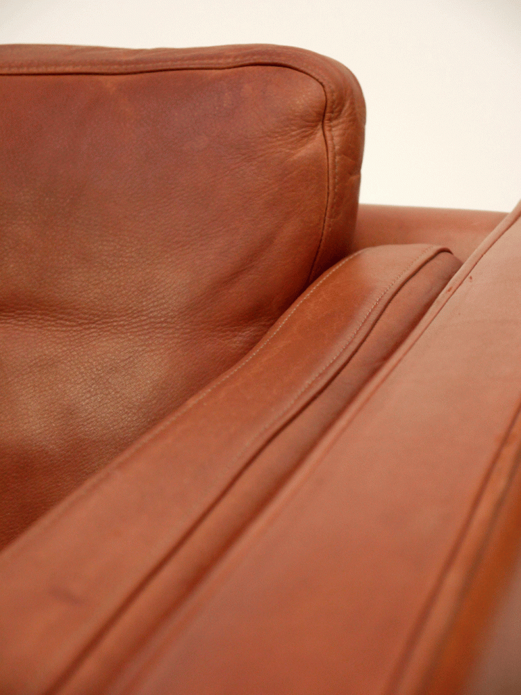 Danish – Leather Tan Three Seat Sofa