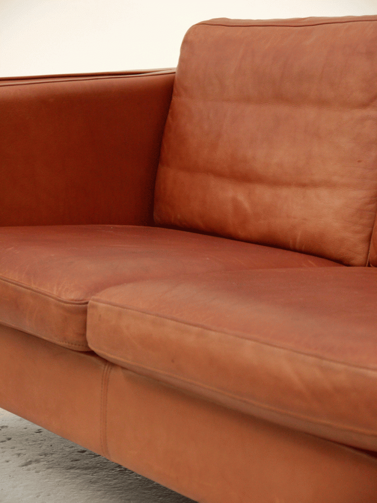 Danish – Leather Tan Three Seat Sofa