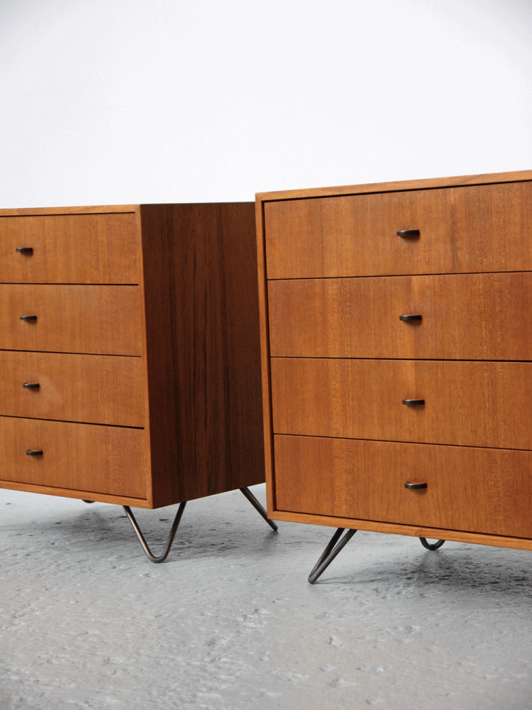 George Nelson Style – Pair of Bedside Drawer Units