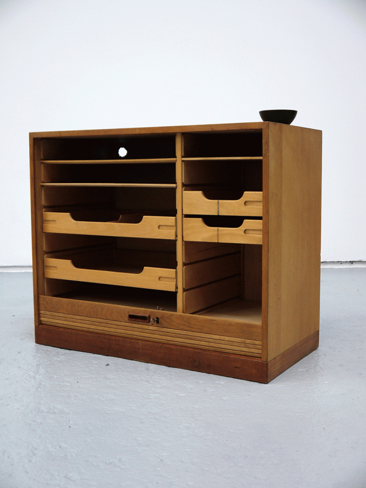 British – Oak Tambour Door Haberdashery Unit