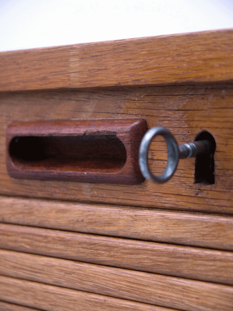 British – Oak Tambour Door Haberdashery Unit