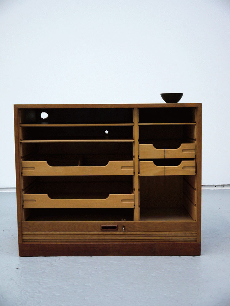 British – Oak Tambour Door Haberdashery Unit