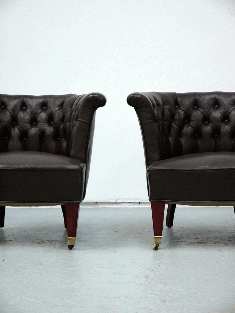 Danish – Pair of Leather Library Chairs