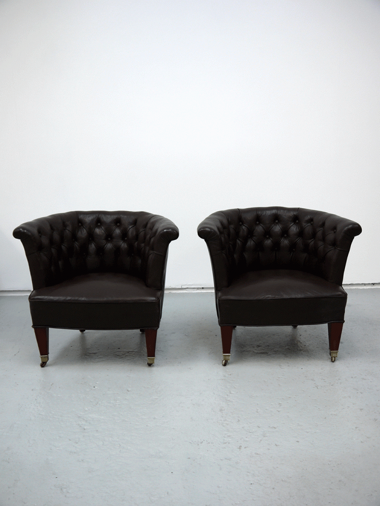Danish – Pair of Leather Library Chairs