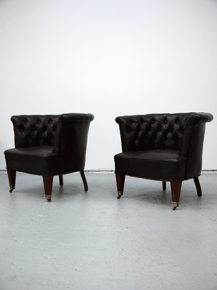 Danish – Pair of Leather Library Chairs